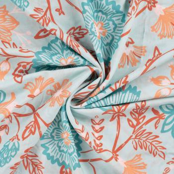 Viskose Voile Ibiza, Blumen Tiffany, Hellmint